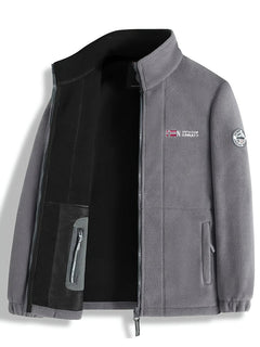Men's Jacket | Sherpa-Lined & Button-Front | Casual Cold Weather | Voxeya in Grey