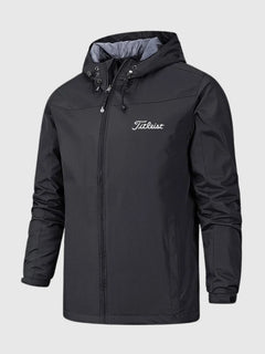 Giacca da uomo | Impermeabile e antivento con cappuccio regolabile | Abbigliamento outdoor dalla vestibilità regular | Voxeya in Black