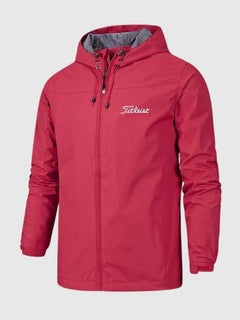 Giacca da uomo | Impermeabile e antivento con cappuccio regolabile | Abbigliamento outdoor dalla vestibilità regular | Voxeya in Red