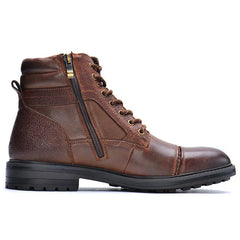 Men's Leather Boots | Lace-Up & Side Zip | Cushioned Non-Slip Sole | Casual & Smart Wear | Voxeya in Brown
