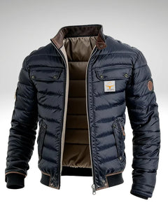 Men's Quilted Jacket | Vintage Detailing &amp; Relaxed Fit | Casual Layering | Voxeya in Marine