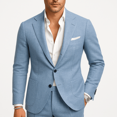 Men's Suit | Tailored & Lightweight | Slim Fit for Spring | Khaki Green | Voxeya in Light Blue