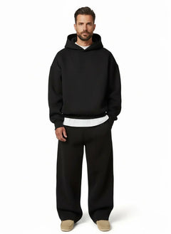 Men's Tracksuit | Hooded Top & Straight Fit | Sporty Everyday Wear | Voxeya in Black
