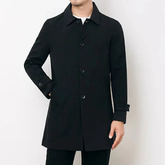 Men's Trench Coat | Lightweight & Tailored Fit | Smart Casual Layering | Voxeya in Black