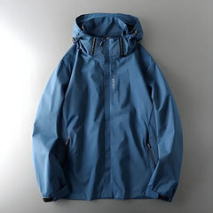 Men's Waterproof Jacket | Hooded & Structured Fit | Outdoor Performance | Voxeya in Marine Blue