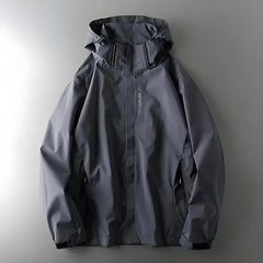 Men's Waterproof Jacket | Hooded & Structured Fit | Outdoor Performance | Voxeya in Grey