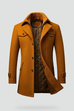Men's Winter Jacket | Insulated & Textured Collar | Classic Style & Regular Fit | Voxeya in Brown