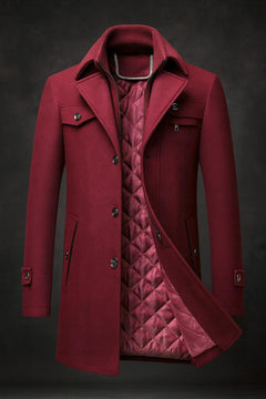 Men's Winter Jacket | Insulated & Textured Collar | Classic Style & Regular Fit | Voxeya in Red