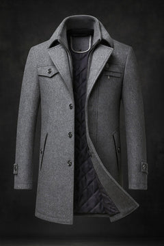 Men's Winter Jacket | Insulated & Textured Collar | Classic Style & Regular Fit | Voxeya in Gray