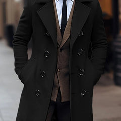 Men's Wool Overcoat | Double-Breasted & Tailored Fit | Smart-Casual & Formal | Voxeya in Black