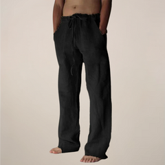 Men's Wide-Leg Trousers | Loose Flowing Airy Minimal-Design Comfortable Relaxed Fit for Everyday Wear & Summer Wear in Black