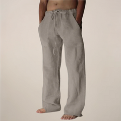 Men's Wide-Leg Trousers | Loose Flowing Airy Minimal-Design Comfortable Relaxed Fit for Everyday Wear & Summer Wear in Beige