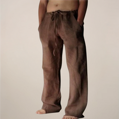 Men's Wide-Leg Trousers | Loose Flowing Airy Minimal-Design Comfortable Relaxed Fit for Everyday Wear & Summer Wear in Brown