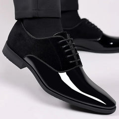 Men's Oxford Lace-Up Shoes | Leather Look Comfort Fit for Business, Office & Formal Wear in Black