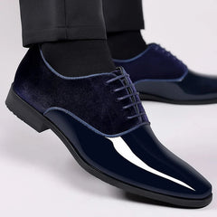 Men's Oxford Lace-Up Shoes | Leather Look Comfort Fit for Business, Office & Formal Wear in Blue