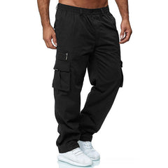 Men's Cargo Trousers | Lightweight Elastic-Waist Side-Pocket Relaxed Fit for Everyday Wear & Smart Casual Wear in Black