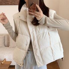 Women's Padded Gilet | Insulated High Collar Regular Fit for Winter, Travel & Everyday Casual Layering in Cream