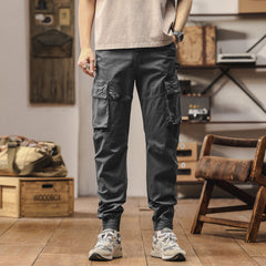 Men's Cotton Cargo Trousers | Front-Pocket Zippered Sturdy Durable Relaxed Fit for Everyday Wear & Smart Casual Wear in Grey