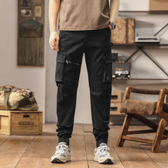 Men's Cotton Cargo Trousers | Front-Pocket Zippered Sturdy Durable Relaxed Fit for Everyday Wear & Smart Casual Wear in Black