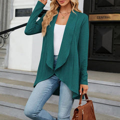 Women's Open-Front Long Cardigan | Relaxed Versatile Fit for Cold Weather Layering, Everyday Wear & Smart Casual Wear in Green