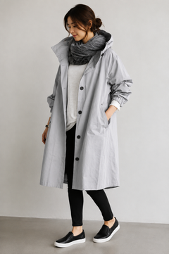 Women's Rain Cape | Lightweight & Waterproof | Breathable & Stylish | Voxeya in Light gray