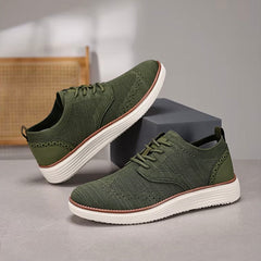 Men's Mesh Shoes | Knitted Brogue-Inspired Dual-Tone Airflow Comfort Fit for Everyday Wear & Smart Casual Wear in Green