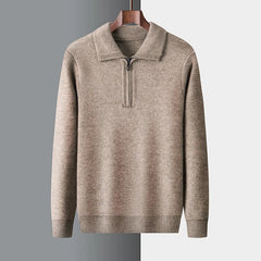 Unisex Wool Pullover | Ribbed-Collar Ribbed-Cuff Warm Regular Fit for Autumn & Winter Wear & Cold Weather Layering in Khaki