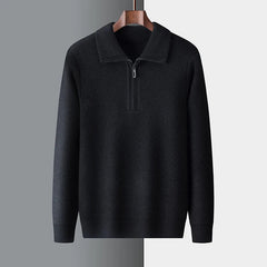 Unisex Wool Pullover | Ribbed-Collar Ribbed-Cuff Warm Regular Fit for Autumn & Winter Wear & Cold Weather Layering in Black