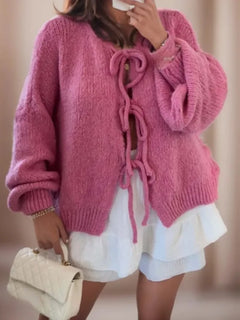 Women's Knit Open-Front Cardigan | Relaxed Versatile Fit for Cold Weather Layering, Everyday Wear & Smart Casual Wear in Dusty Pink