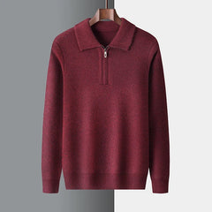 Unisex Wool Pullover | Ribbed-Collar Ribbed-Cuff Warm Regular Fit for Autumn & Winter Wear & Cold Weather Layering in Red