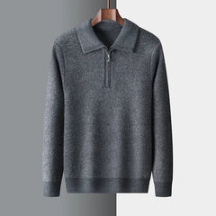 Unisex Wool Pullover | Ribbed-Collar Ribbed-Cuff Warm Regular Fit for Autumn & Winter Wear & Cold Weather Layering in Grey