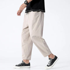 Men's Ankle-Length Casual Trousers | Clean-Finish Streamlined Relaxed Fit for Everyday Wear, Summer Wear & Holiday Wear in Khaki
