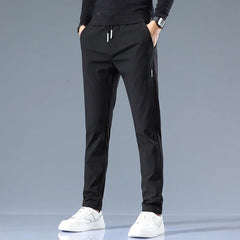 Men's Cotton Trousers Slim Fit for Everyday Casual Wear in Black