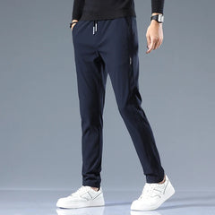 Men's Cotton Trousers Slim Fit for Everyday Casual Wear in Navy