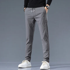 Men's Cotton Trousers Slim Fit for Everyday Casual Wear in Dark Grey