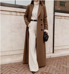 Women's Trench Coat | Double-Breasted & Structured Fit | Tailored Look | Voxeya in Khaki