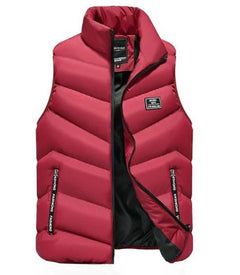 Men's Puffer Vest | Stand-Collar Zippered-Pocket Sleeveless Regular Fit for Autumn & Winter Wear & Cold Weather Layering in Red