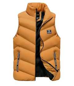 Men's Puffer Vest | Stand-Collar Zippered-Pocket Sleeveless Regular Fit for Autumn & Winter Wear & Cold Weather Layering in Mustard