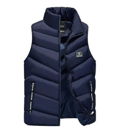 Men's Puffer Vest | Stand-Collar Zippered-Pocket Sleeveless Regular Fit for Autumn & Winter Wear & Cold Weather Layering in Navy blue