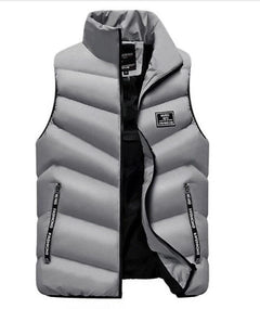 Men's Puffer Vest | Stand-Collar Zippered-Pocket Sleeveless Regular Fit for Autumn & Winter Wear & Cold Weather Layering in Grey