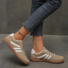 Women's Trendy Sporty Lace-Up Sneakers | Animal-Print Lightweight Comfort Fit for Everyday Wear, Smart Casual Wear in Khaki