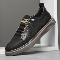 Men's Leather Sneakers | Split-Grain Slip-On Breathable Cushioned Comfort Fit for Everyday Wear & Smart Casual Wear in Black