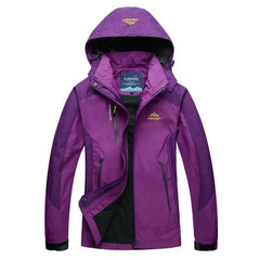 Women's Hooded Raincoat | Waterproof Colour-Block Zip-Front Regular Fit for Autumn & Winter Wear & Everyday Wear in Violet