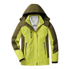 Women's Hooded Raincoat | Waterproof Colour-Block Zip-Front Regular Fit for Autumn & Winter Wear & Everyday Wear in Yellow
