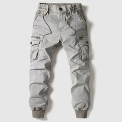 Men's Durable Black Cargo Jogger Trousers | Elastic-Waistband Comfort Fit for Everyday Wear & Smart Casual Wear in Grey