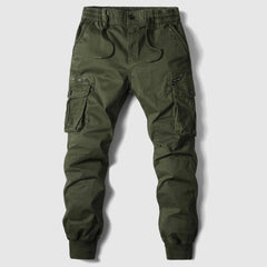 Men's Durable Black Cargo Jogger Trousers | Elastic-Waistband Comfort Fit for Everyday Wear & Smart Casual Wear in Green