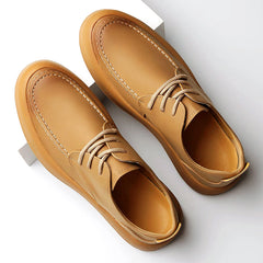 Men's Leather Shoes | Moc-Stitched Matte-Finish Thick-Sole Everyday Comfort Fit for Everyday Wear & Smart Casual Wear in Brown