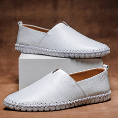 Men's Genuine Leather Loafers | Meticulously-Crafted Timeless Slip-On Comfort Fit for Everyday Wear & Smart Casual Wear in White