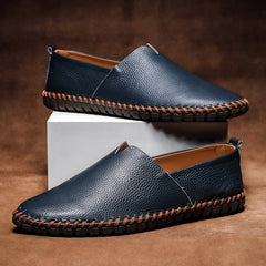 Men's Genuine Leather Loafers | Meticulously-Crafted Timeless Slip-On Comfort Fit for Everyday Wear & Smart Casual Wear in Blue