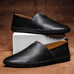 Men's Genuine Leather Loafers | Meticulously-Crafted Timeless Slip-On Comfort Fit for Everyday Wear & Smart Casual Wear in Black